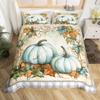 Осенний пододеяльник с тыквой Happy Fall Y'all Пододеяльник для мальчика девочки Осенний комплект постельного белья с кленовыми листьями 3 предмета Декор комнаты в стиле фермерского дома