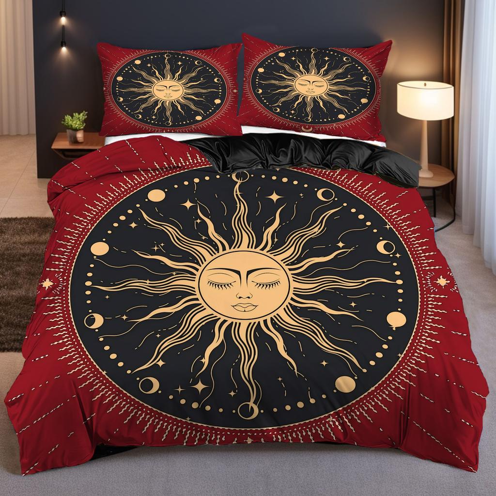 Mysterious Sun Pattern 3d Printed Quilt Cover Set Bohemian Exotic Style Bedding Cover Polyester Soft Comfortable Duvet Cover Set