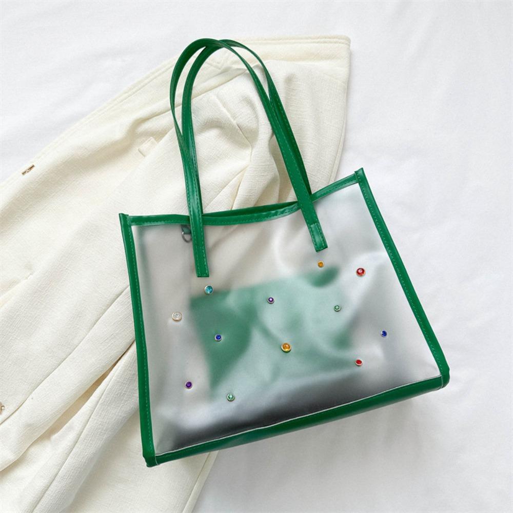 2pcs/set Beach Jelly Shoulder Bag Waterproof Shopping Bag Casual Transparent Totes Bag  Outdoor