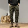 Мужские высококачественные утолщенные хлопковые рабочие брюки с множеством карманов и манжетами для весны и осени