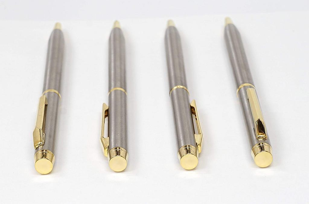 Пенал из зернистой кожи, металлическая сенсорная панель цвета зеленого мха, серебристый цвет, набор шариковых ручек из нержавеющей стали 902 SASMG-ALST-902