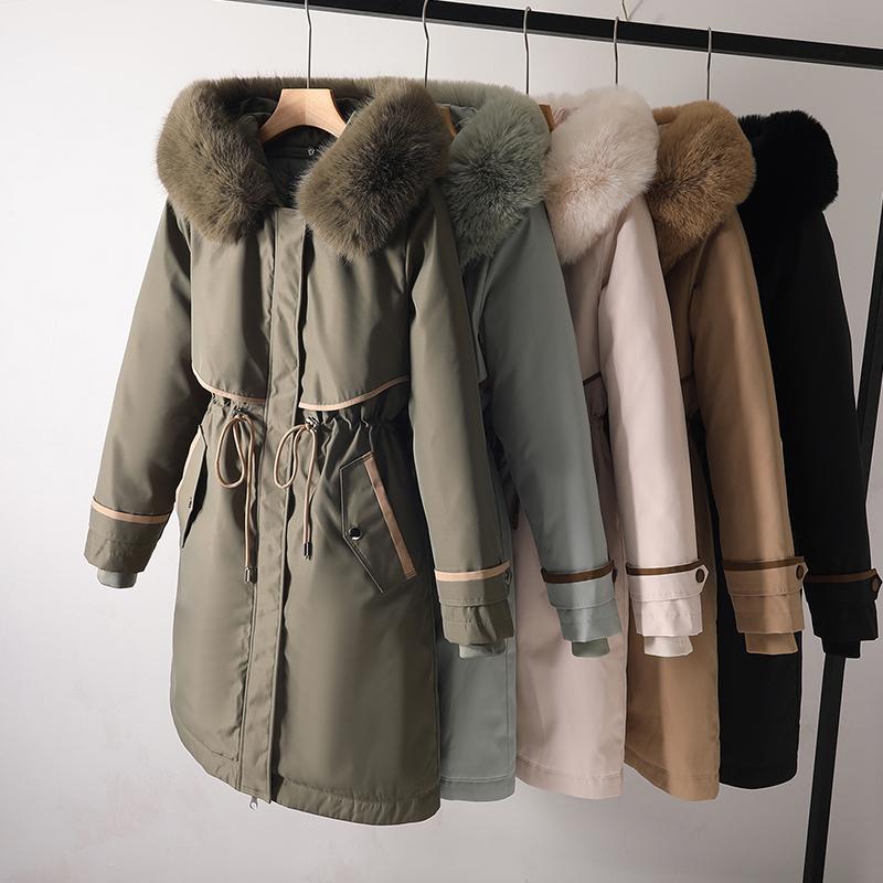 Faux Fur Collar Long Jackets for Women Winter New Liner Detachable Female Padded Coat Winter Korean Style Parkas Hooded