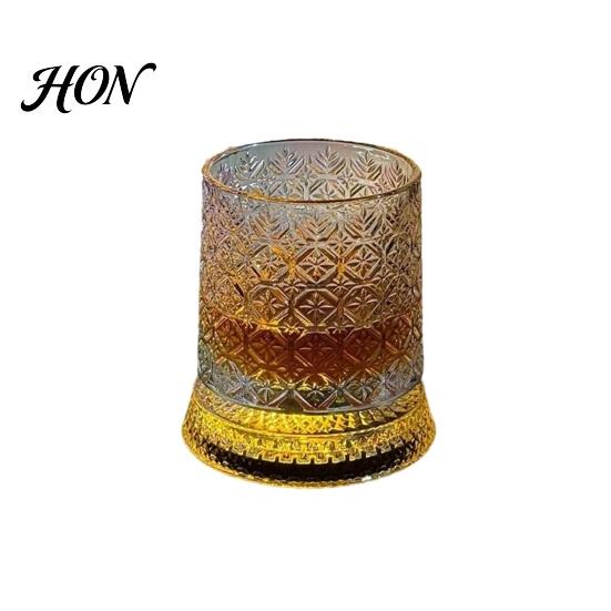 Easy Clean Whiskey Glass Dad's Gift, Spinning with LED Light, 260ml Embossed Premium Spirit Glassware Rotating Tumbler, Father's Day Present, Gift for
