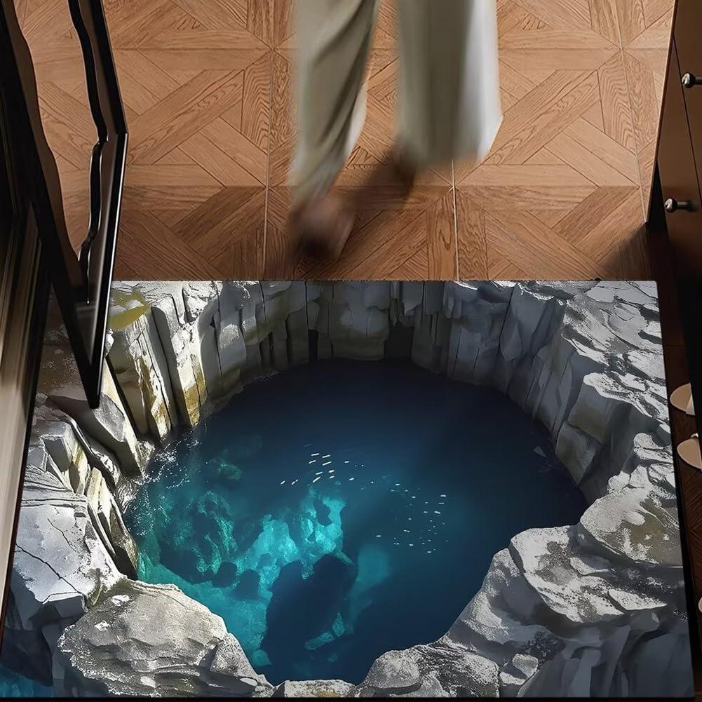 2D печать Коврик для двери Крокодил Пещера Водный дизайн Коврик для прихожей Добро пожаловать Розыгрыши Визуальная иллюзия Мягкий противоскользящий Декоративный коврик для прихожей