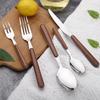 Набор столовых приборов с деревянной ручкой, столовая посуда из нержавеющей стали, вилка, нож, кофейная ложка, набор столовых приборов в западном стиле, можно мыть в посудомоечной машине