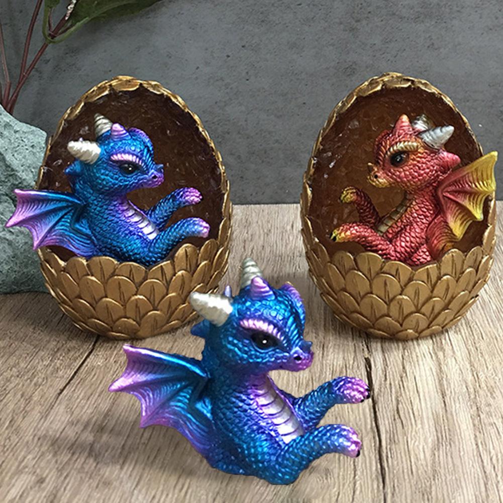 Lava Dragon Egg Sculpture LED Changing Light Room Desk Crafts Decor Dinosaur Imitation Crystal Toy Souvenir Kids Collection Gift