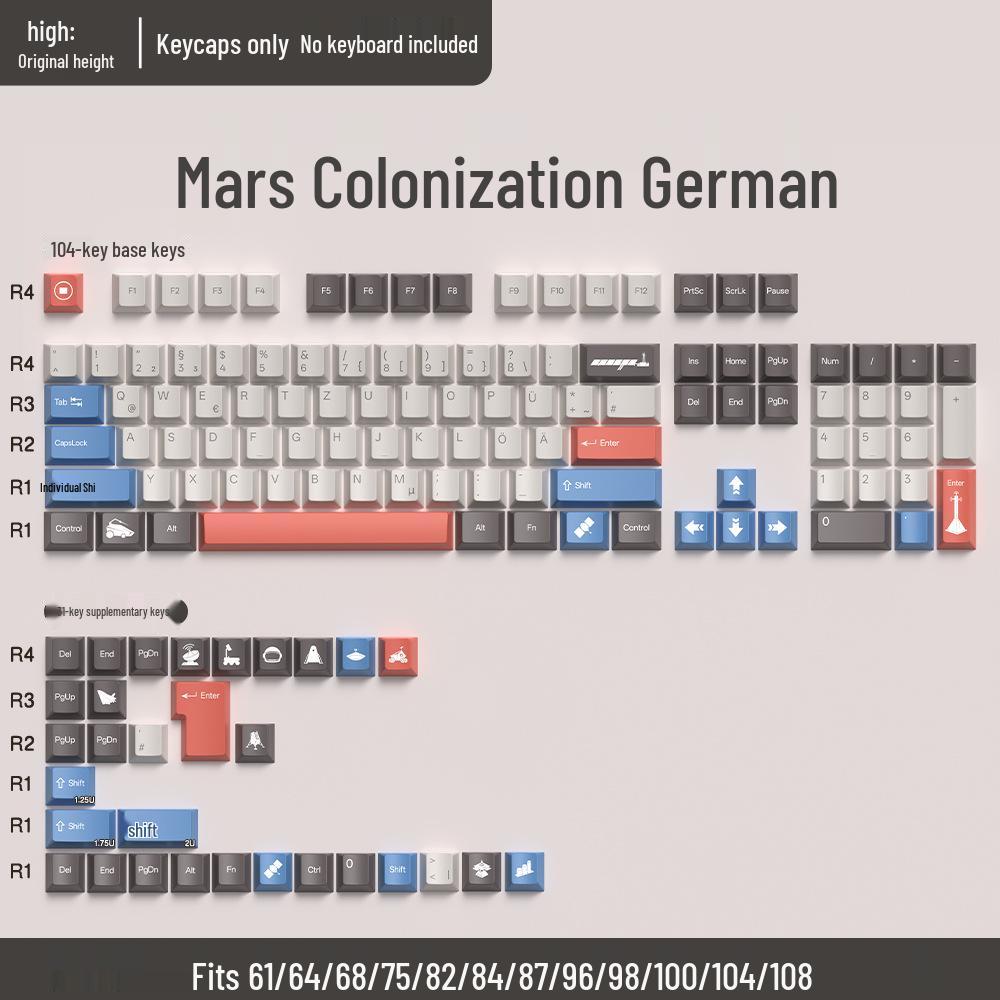 74 клавиши PBT сублимированные колпачки, оригинальная высота, совместимы с механическими клавиатурами с раскладкой 60/61/68