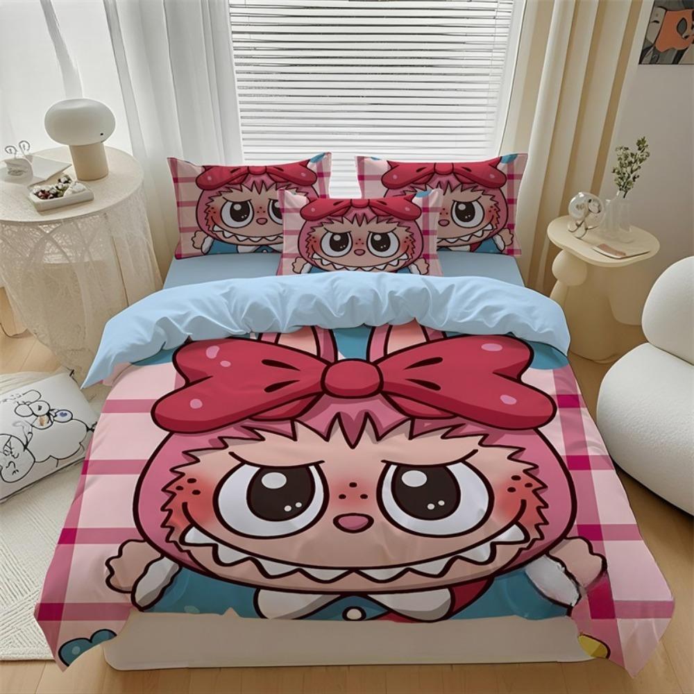Милый комплект постельного белья Bubu из 2/3 предметов для спальни, детский подарок, подростковый, взрослый, микрофибра, двуспальный пододеяльник на молнии, декор для комнаты
