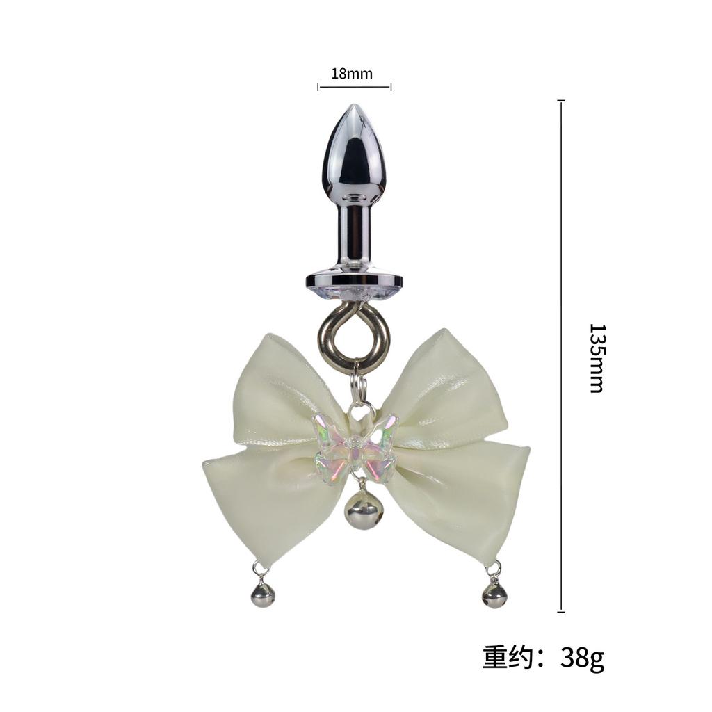 Sexy Aurora Bowknot Non-Piercing Nipple Clamps with Butt Plug Long Chain Set Dangle Bell Heart BDSM Adult Roleplay Lingerie Jewe