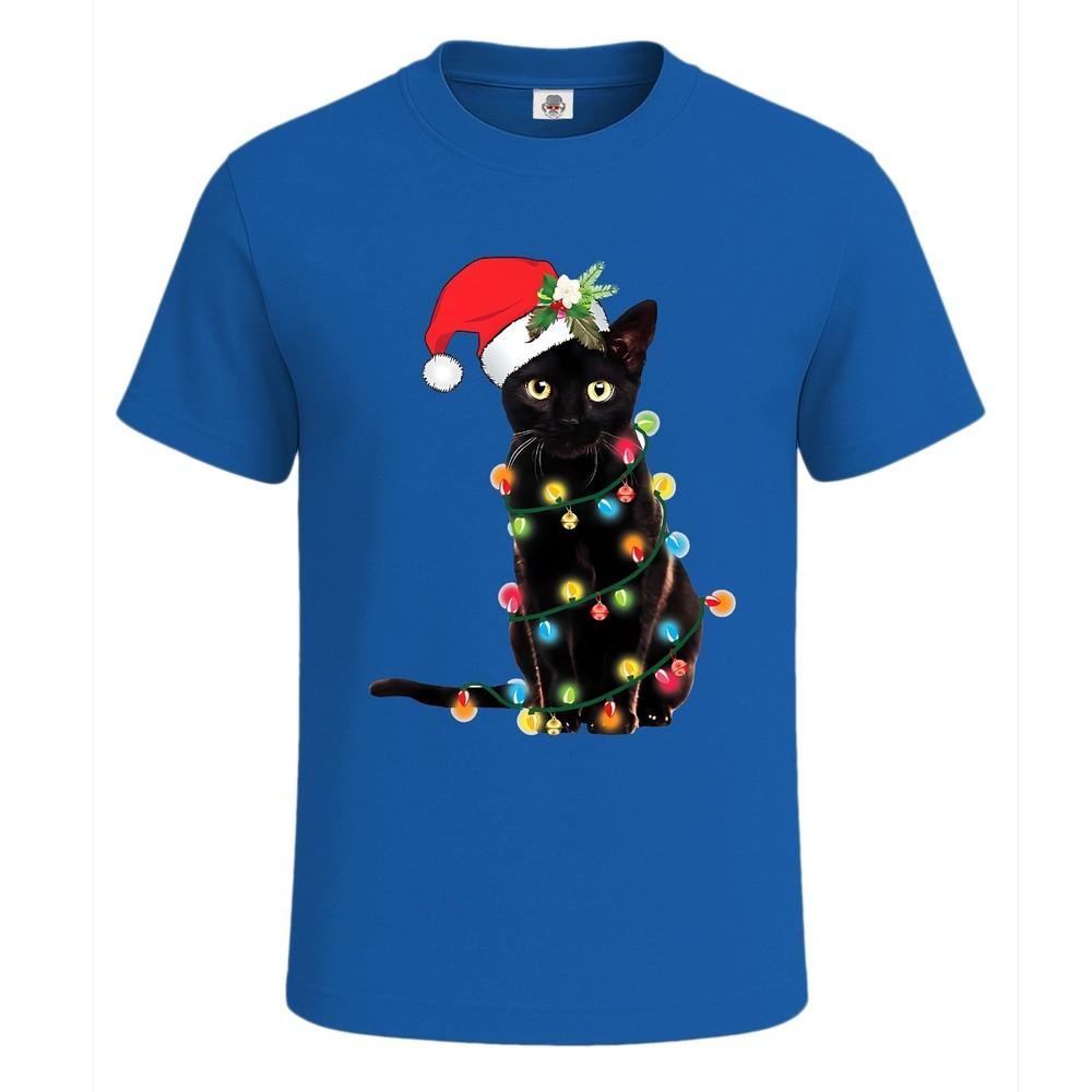 Anime black cat novelty gift mens t shirt cat print funny party shirt top