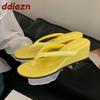 Fashion 2025 New Women Wedges Slippers Summer Beach Slides Female Flip Flops Fashion Round Toe Ladies Heeled Slippers Sandals Shoes