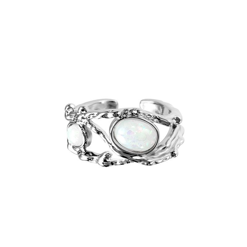 Irregular Opal Ring Trendy Elegant Simple Women Punk Lava Texture Handmade Rings Girls Party Jewelry Gifts Accessories