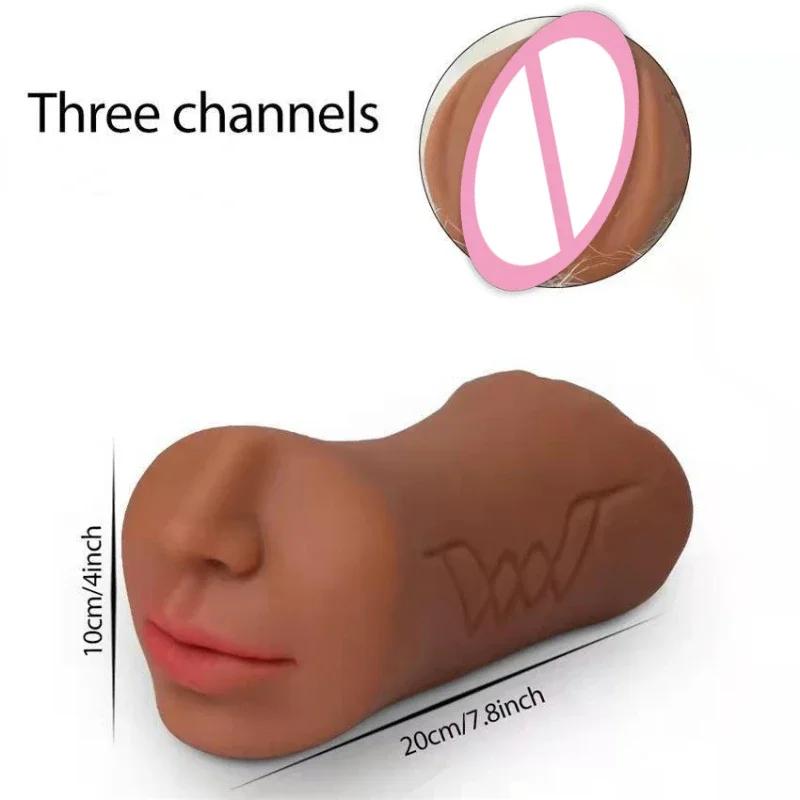 3 в 1 Мужские мастурбаторы для мужчин Вагина Анус Оральный секс Реальный глубокая глотка Мастурбация Самолет Кубок Минет Карманная киска Секс-игрушки