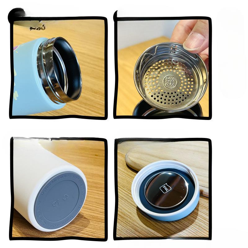 Термос из нержавеющей стали, высокий уровень внешнего вида, большая емкость, прямая чашка для питья с изображением мультяшного персонажа