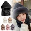 Winter Scarf Set Hooded for Women Plush Neck Warm Russia Outdoor Ski Windproof Hat Thick Plush Fluffy Beanies Cycling Cap
