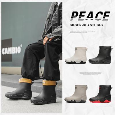 Полусапоги резиновые мужские и женские нескользящие водонепроницаемые резиновые сапоги с термоподкладкой, кухонная рабочая обувь, короткие, для пары, женские