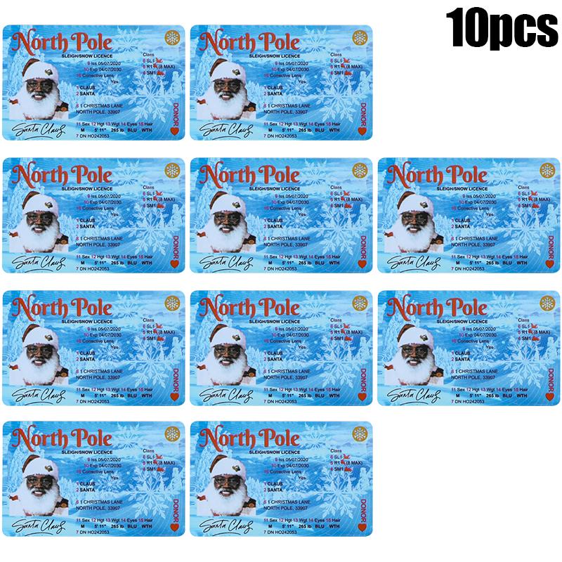 5-10 Cards Santa Claus Drivers Licence Merry Christmas Gift For Children Kids Favors 2025 New Year Party Decoration Supplies