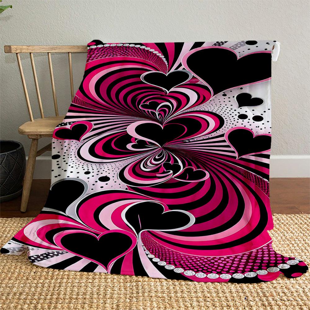 1pc Heart Love Outdoor Flannel Blanket Soft Warm All-Season Throw for Sofa Bed Car Camping Office, Cozy Gift Idea1209S