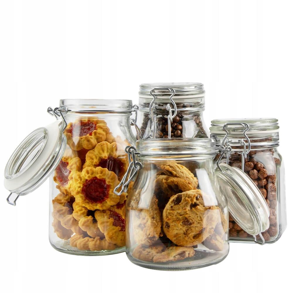 GLASS HERMETIC JAR WITH GLASS LID 1.1L