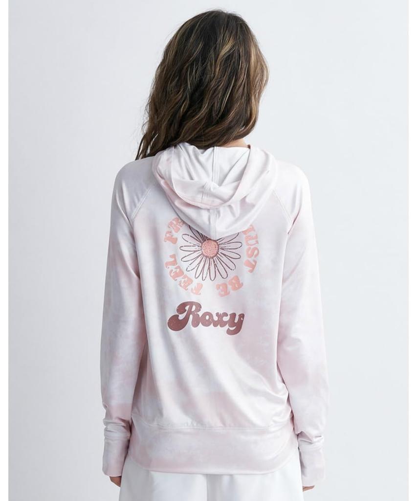 Amphibious zip hood rash guard with flower print thumbholes RLY241029