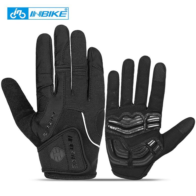 INBIKE Cycling Gloves Touch Screen Bicycle Sports Gloves Shockproof MTB Full Finger Bike Road Glove for Biker Men with Palm Pad