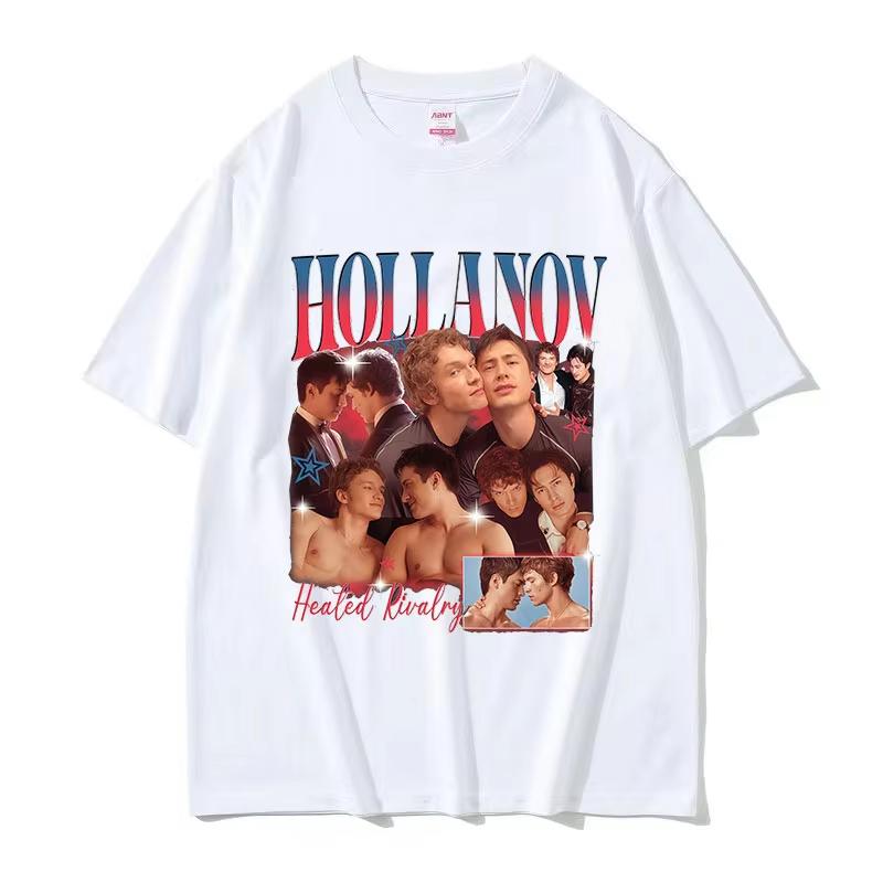 Hollanov Heated Rivalry Hockey Romance Movie Graphic T Shirts Men's Vintage Fashion 100% Cotton Short Sleeve T-shirt Streetwear