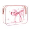 Bow Transparent Toiletry Bag Waterproof Cosmetics Bag Cute PVC Makeup Bag  Travel