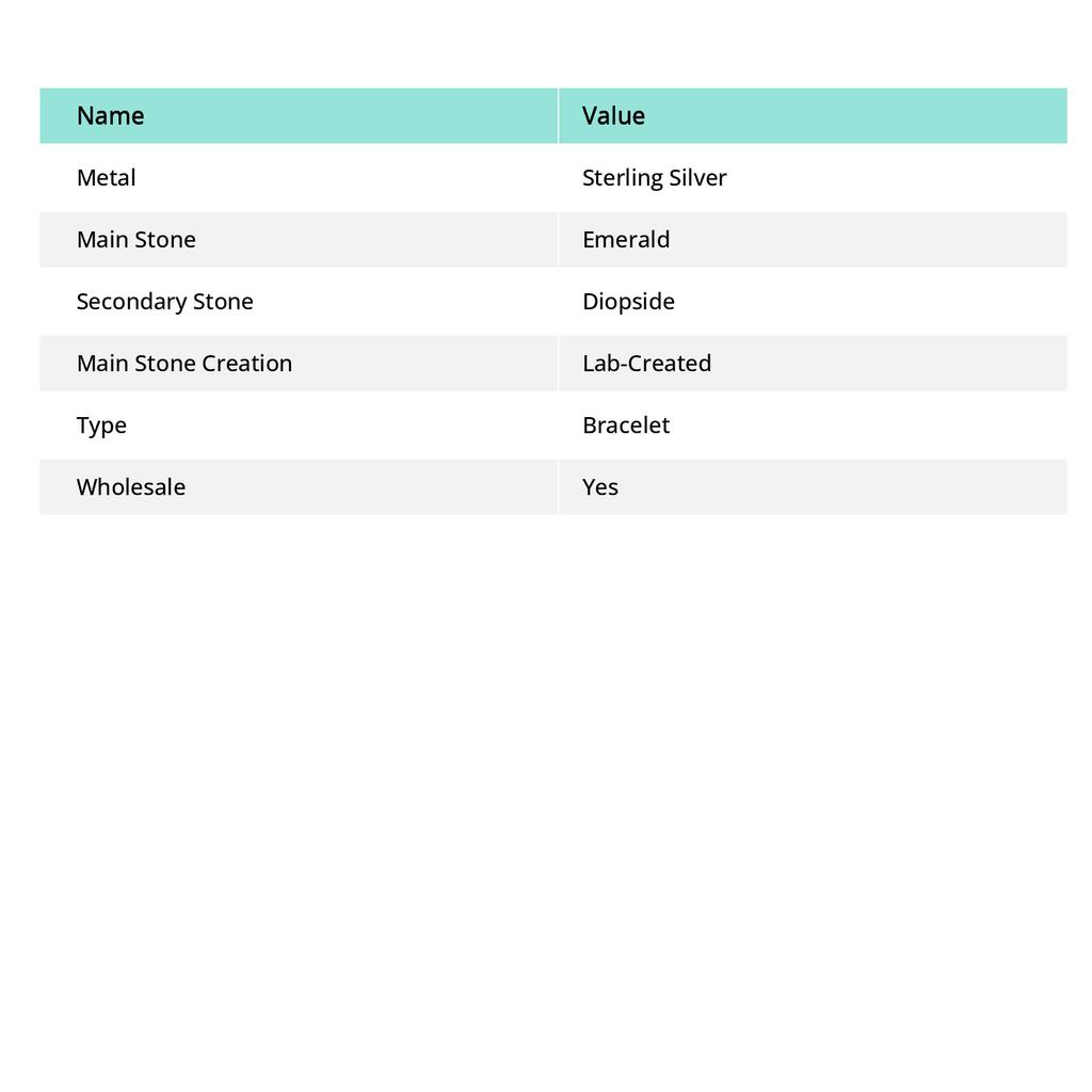 Emerald(Simulated), Diopside Ethnic 925 Sterling Silver Bracelet 7-8" T1V32