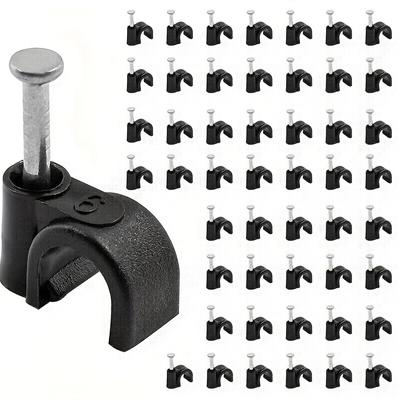 30/50 шт. 1/4 дюйма/6 мм полузажим J-образный крючок с гвоздем, гвоздь в кабельном зажиме, зажим для кабеля Ethernet