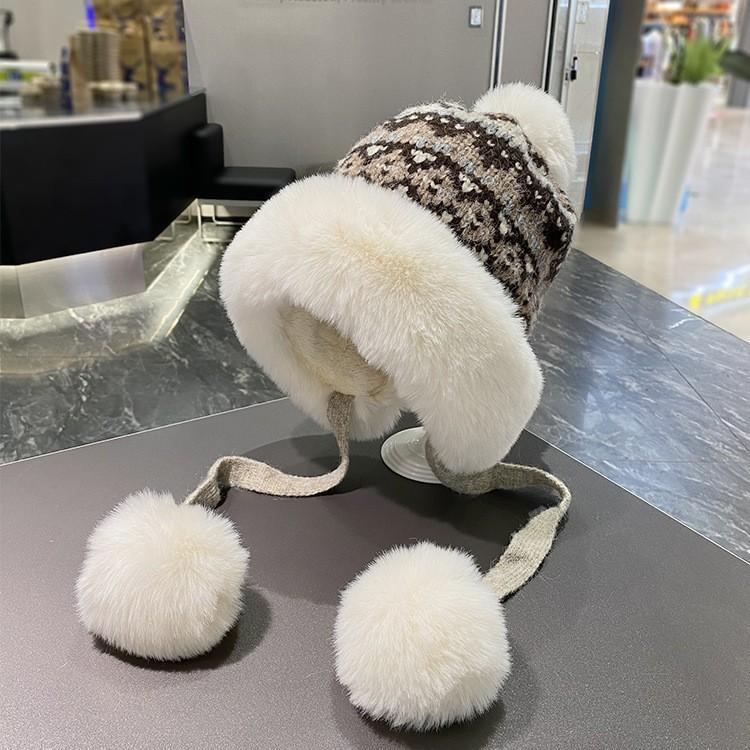 Traditional Style Knitted Hat For Women With Ear Protection And Neck Guard For Winter Cold Weather
