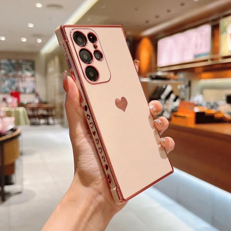 Роскошный чехол для телефона в форме сердца для Samsung Galaxy A52 A13 A53 A12 4G 5G S20 FE S22 S21 Ultra S22 Plus A52s A33 A23 A52s Мягкая обложка