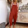 Wide Leg Jumpsuit Women Adjustable Button Cotton Linen Pocket Work Clothes