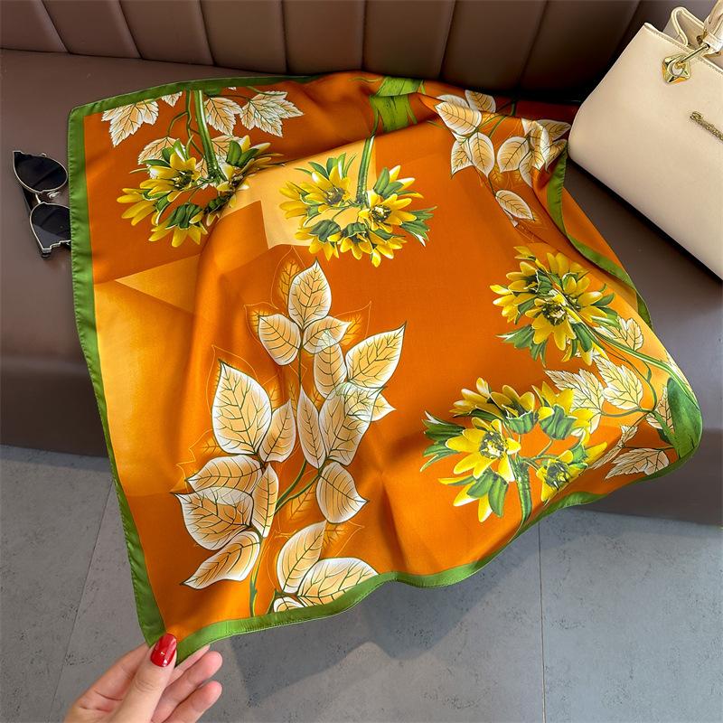 Новый принт 70*70 см шелковый квадратный шарф женский шейный платок женская повязка на голову фуляр сумка лента повязка на голову женский хиджаб бандана шарфы