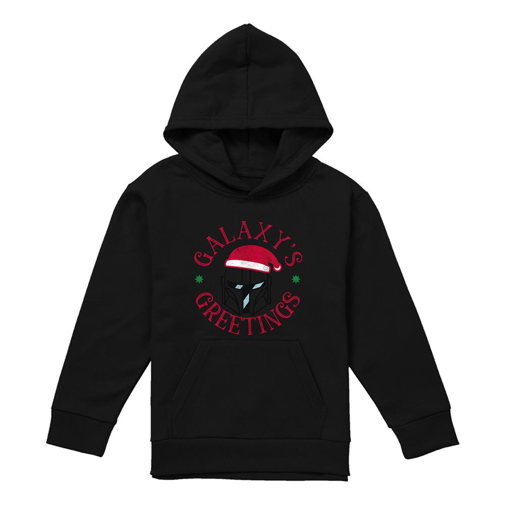 Star Wars The Mandalorian Childrens/Kids Christmas Galaxy's Greetings Hoodie