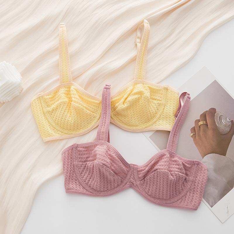 Комплект нижнего белья ярких цветов для женщин, летний ультратонкий комплект с бюстгальтером пуш-ап, французский сексуальный бюстгальтер без косточек из кружевной ткани, дышащие бюстгальтеры, комплекты стрингов