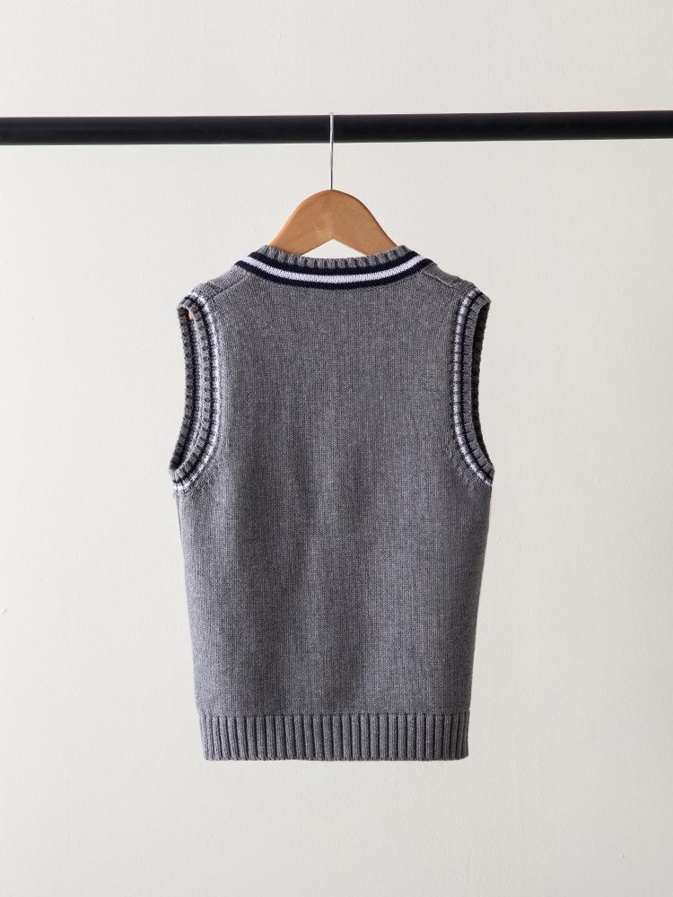 Kids' Knitted Sleeveless Vest: Spring & Autumn College-Style School Uniform