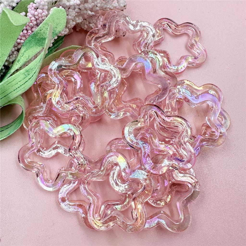 Бусины-пентаграммы, ожерелье «сделай сам», материал из бисера, 29,6 мм, ювелирные аксессуары, акрил, 20 шт., модные бусины со звездами, лазерные выдолбленные