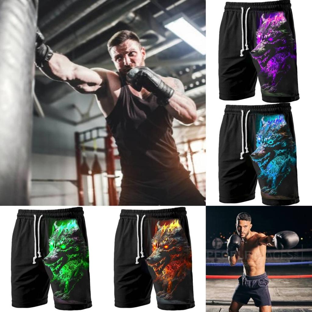 Wolf Boxing Shorts Pants 3D Print Fighting Training Unisex Men Women Quick Dry Fitness Gym Sport Workout Casual Streetwear