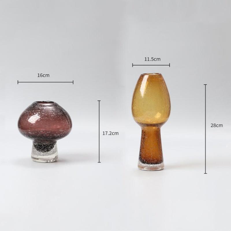 Витражная ваза, сверкающая стеклянная бутылка, геометрическая ваза в форме гриба, террариум, аксессуары для украшения дома