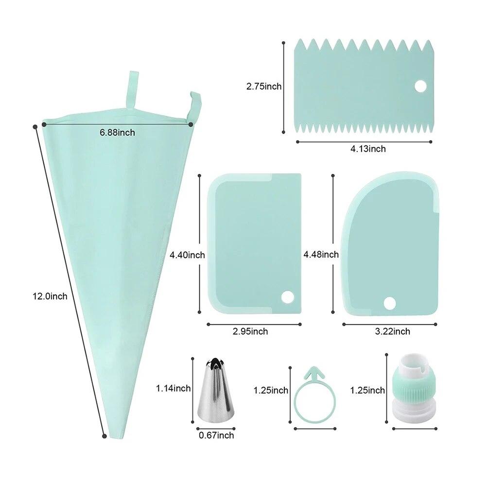 Set(15PCS) Stainless Steel Decorative Nozzle Set Plastic Scraper Flower Bag Cream Spatula Household Baking Tools