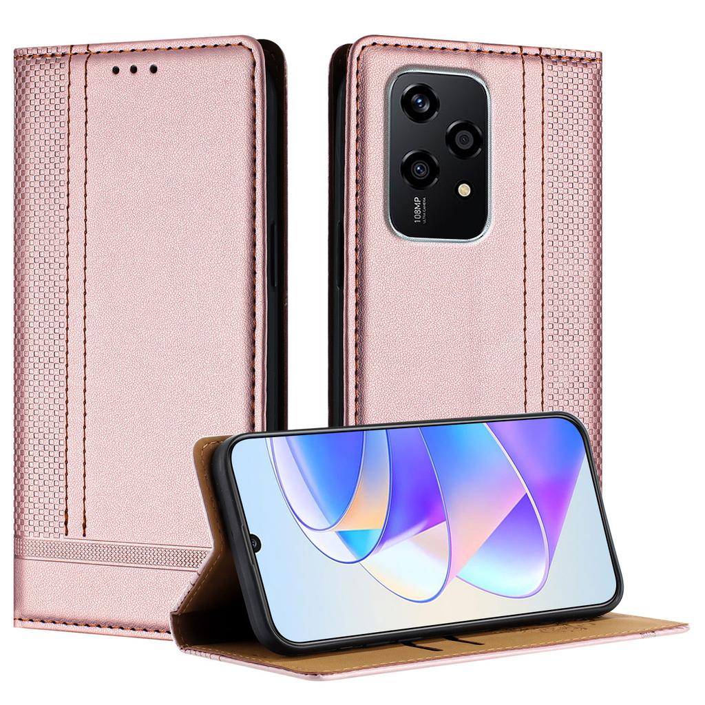 Чехол для Honor 200 Lite, кожаный чехол-подставка с L-образным сетчатым узором и слотами для карт