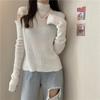 Women Turtleneck Sweaters Autumn Winter Loose Pullovers Knitted Jumper Off Shoulder Fashion Casual Knitted Sweater White Black Long Sleeve Tops