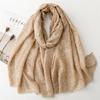 Autumn Winter Cotton Linen Feel Fringed Scarf with Wheat Ear Design – Warm Silk Shawl for Women