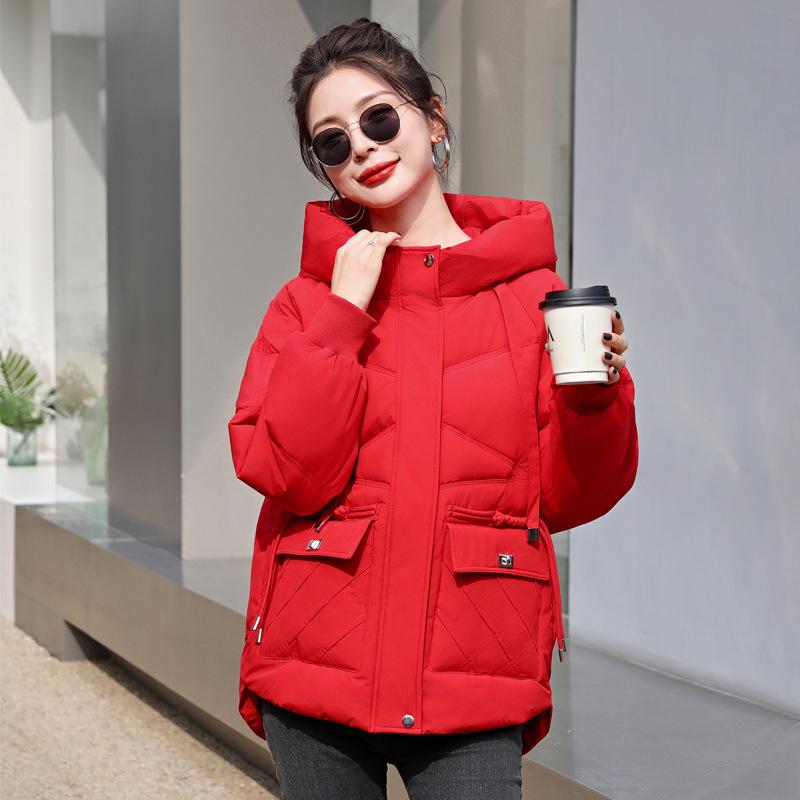 Куртка женская, новинка 2023 года, новая свободная куртка большого размера с капюшоном, зимняя пуховая куртка