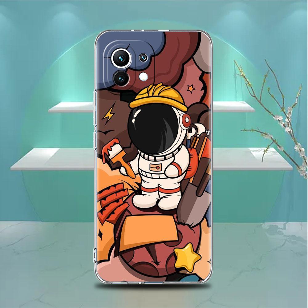 Прозрачный чехол Astronaut Universe для Xiaomi Mi Poco X3 NFC M3 Pro F3 F1 11 Lite 12 Note 10 11T 9T