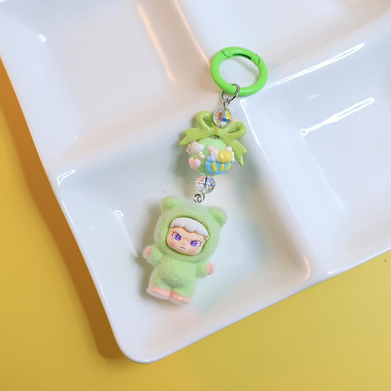 Kawaii мультфильм флокирование кукла брелок кулон для женщин девочек уникальный рюкзак украшения аксессуары маленькие подарки