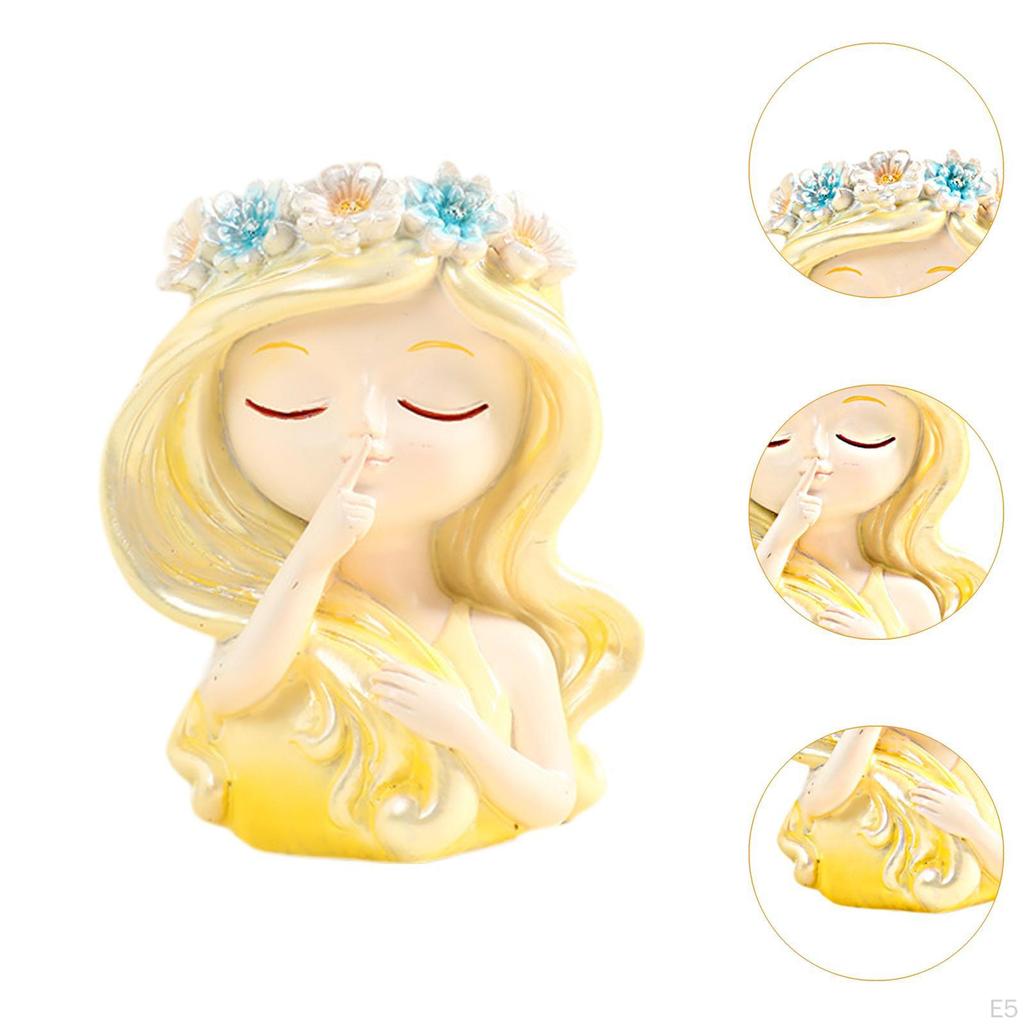 Горшок для растений в виде головы феи, декоративная ваза, креативный декор, мультяшный орнамент из смолы, лицо девушки, цветочный горшок