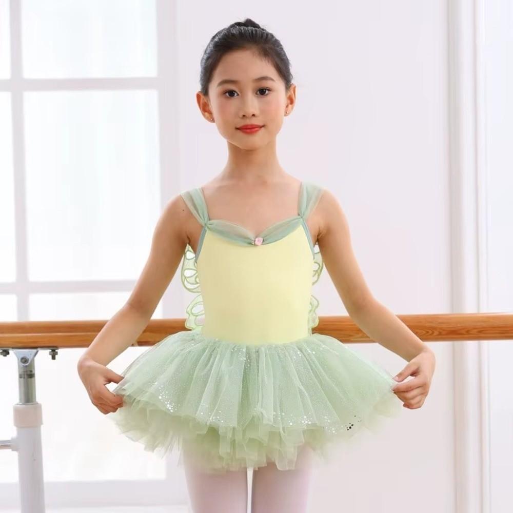 With Butterfly Girls Ballet Leotards Sleeveless Dance Performance Costumes Practice