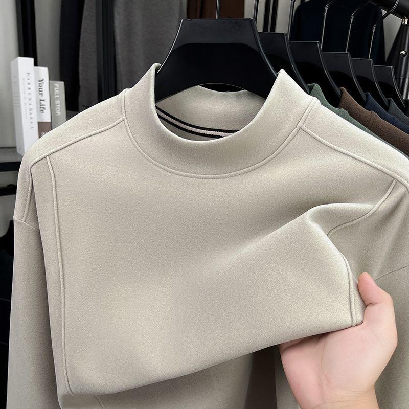 Мужская осенне-зимняя флисовая толстовка с воротником-стойкой и молнией на половину