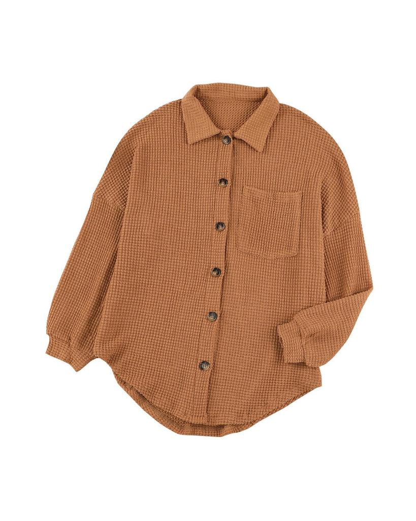 Azura Exchange Повседневная рубашка с вафельным узором на пуговицах